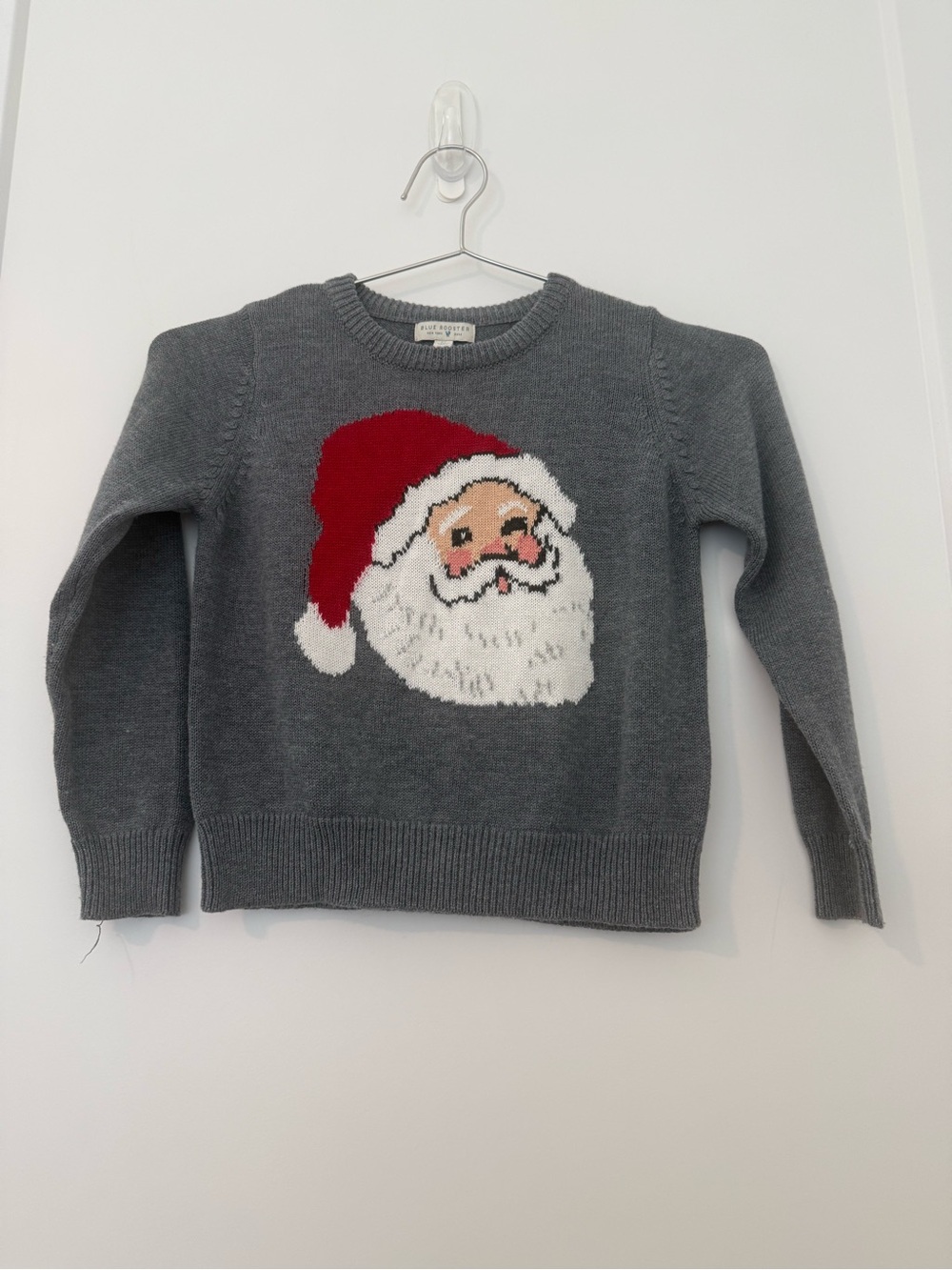 Blue Rooster Collection Kids Gray Santa Knit Sweater with Red Hat Accent
